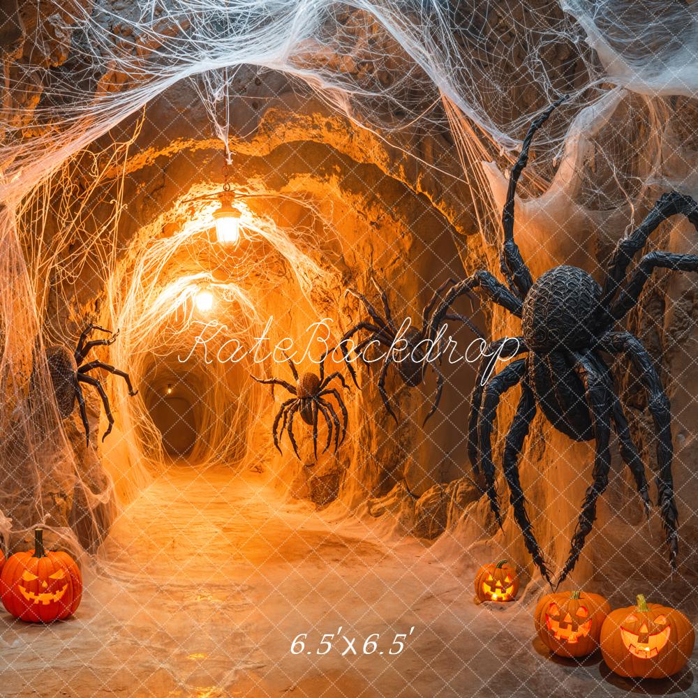 Kate Halloween Spider Web Tunnel Pumpkins Backdrop Designed by Emetselch -UK