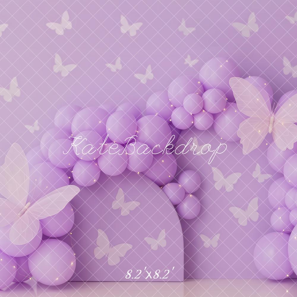 Kate Purple Balloons Butterfly Pattern Backdrop Designed by Patty Robert -UK