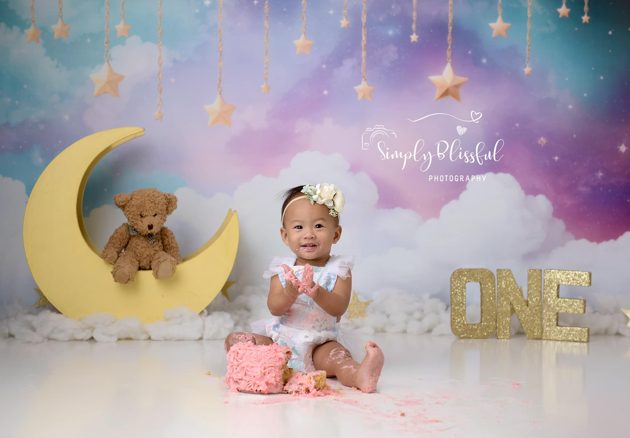 Kate Cake Smash Dreamy Clouds Starry Sky Backdrop Designed by Emetselch -UK