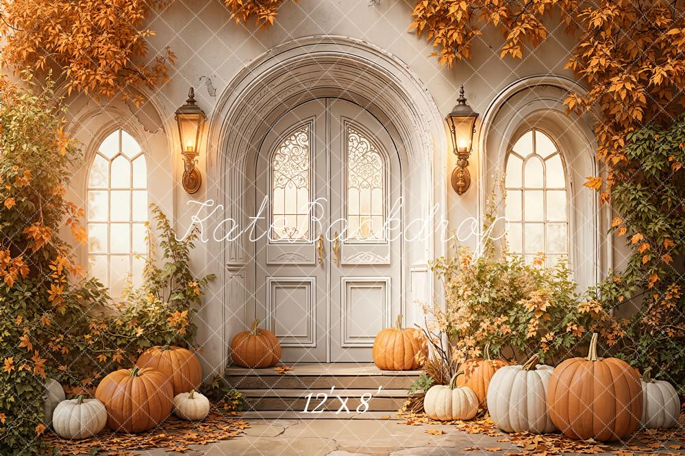 Kate Autumn Pumpkins Archway Lanterns Backdrop Designed by Emetselch