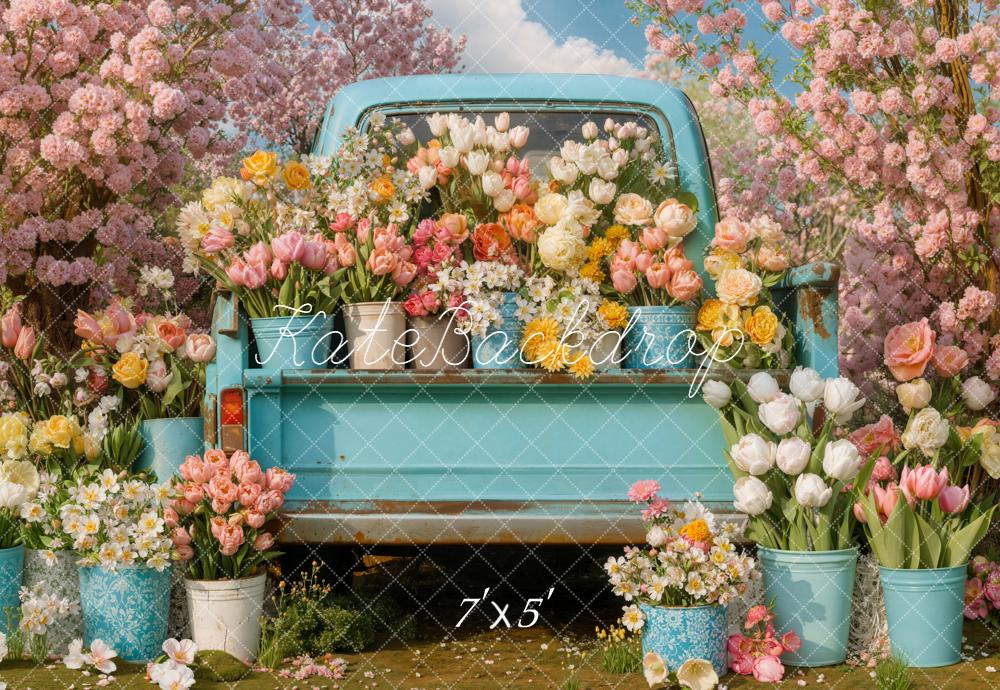 Kate Truck Spring Pink Blossoms Backdrop Designed by Emetselch -UK