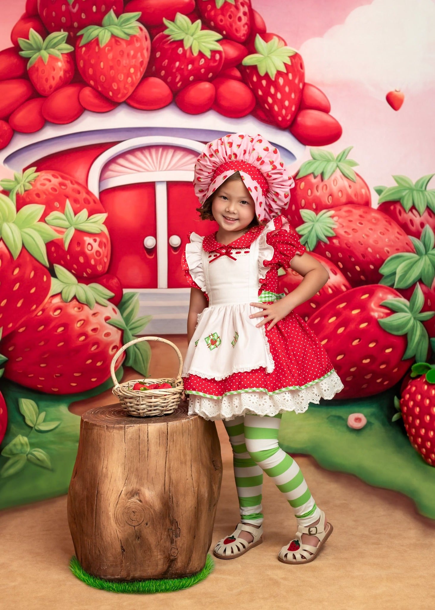 On Sale Kate Cartoon Red Strawberry House Backdrop Designed by Lidia Redekopp -UK