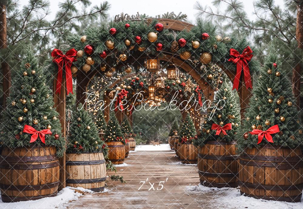 Kate Christmas Arch Garland Lanterns Trees Backdrop Designed by Emetselch -UK