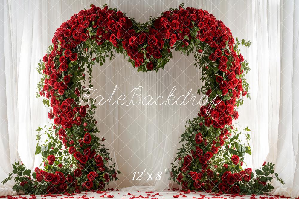 Kate Flower Arch Red Roses Curtains Fleece Backdrop Designed by Emetselch -UK