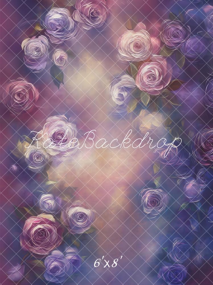 Kate Floral Roses Purple Fleece Backdrop Designed by Emetselch -UK