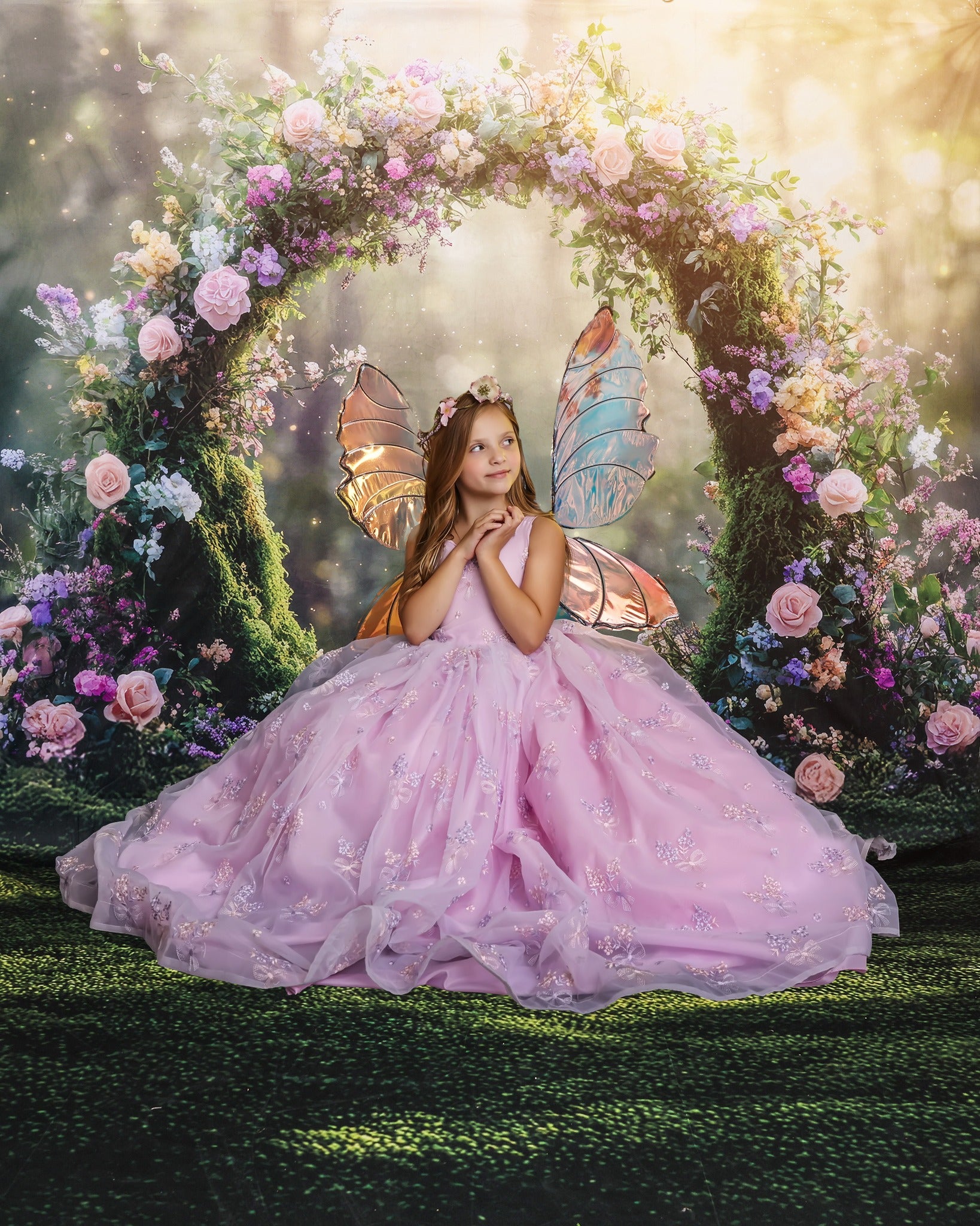 Kate Sweep Spring Fantasy Fairy Floral Arch Backdrop Designed by Mini MakeBelieve -UK