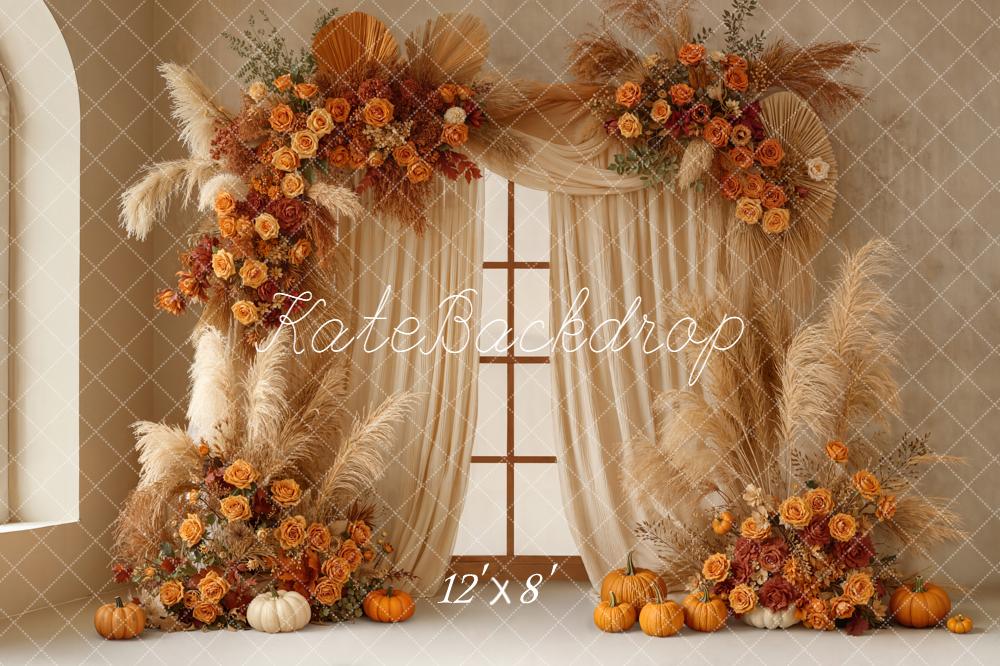 Kate Autumn Garland Pampas Pumpkins Backdrop Designed by Emetselch -UK