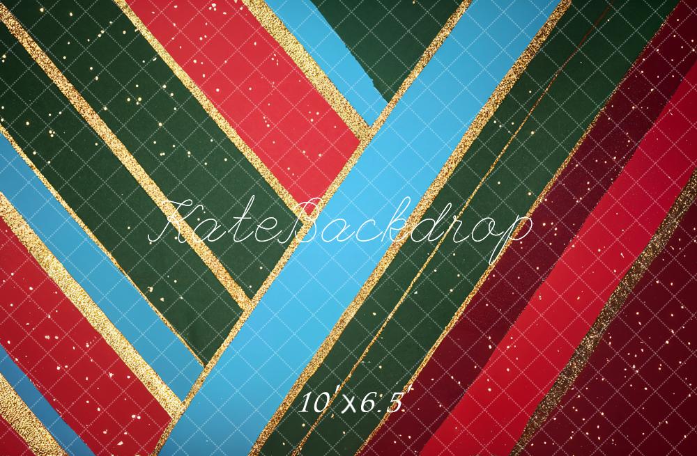 Kate Christmas Red Green Blue Diagonal Lines Fleece Backdrop Designed by Emetselch -UK