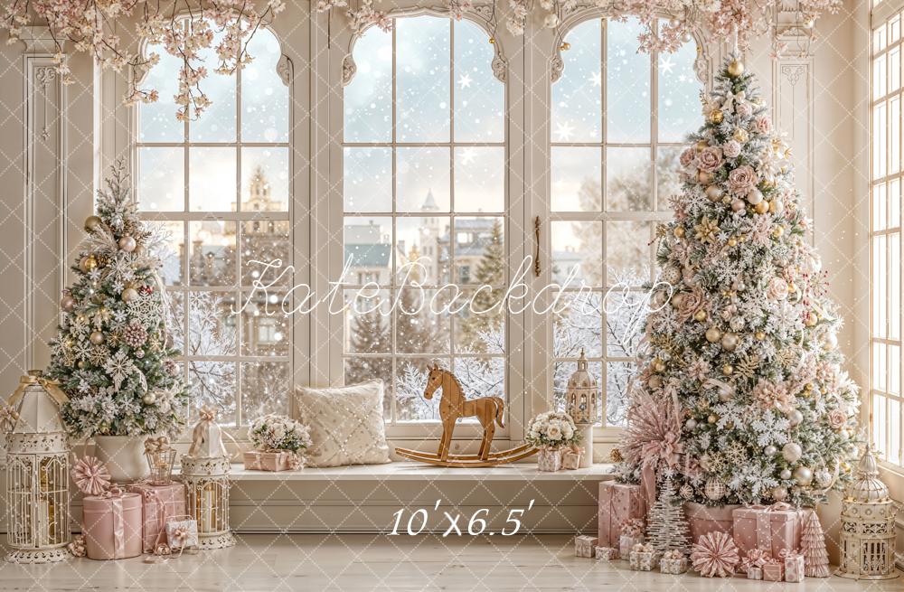 Kate Christmas Trees Window Snow Backdrop Designed by Emetselch -UK