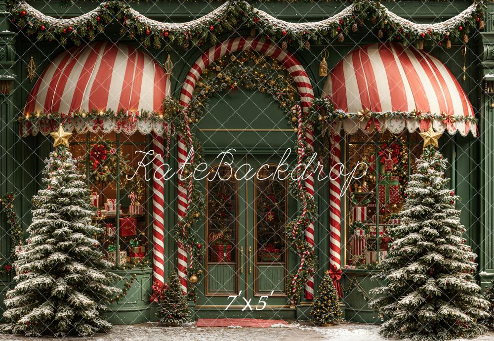 Kate Christmas Shop Window Candy Cane Backdrop Designed by Emetselch -UK