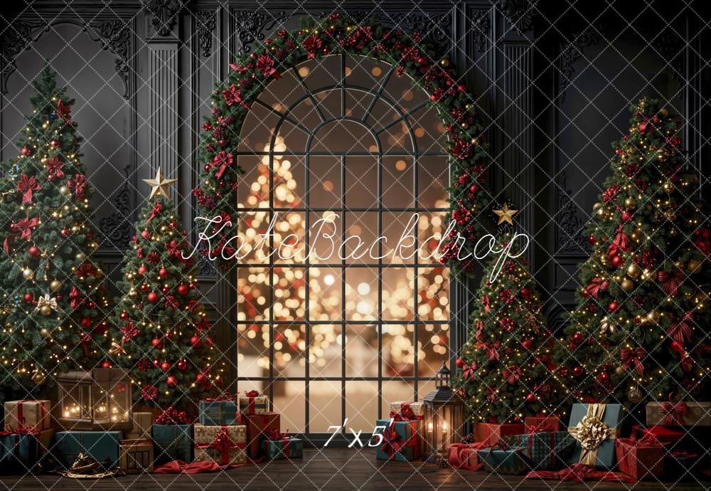 Kate Christmas Tree Garland Presents Window Bokeh Backdrop Designed by Emetselch -UK