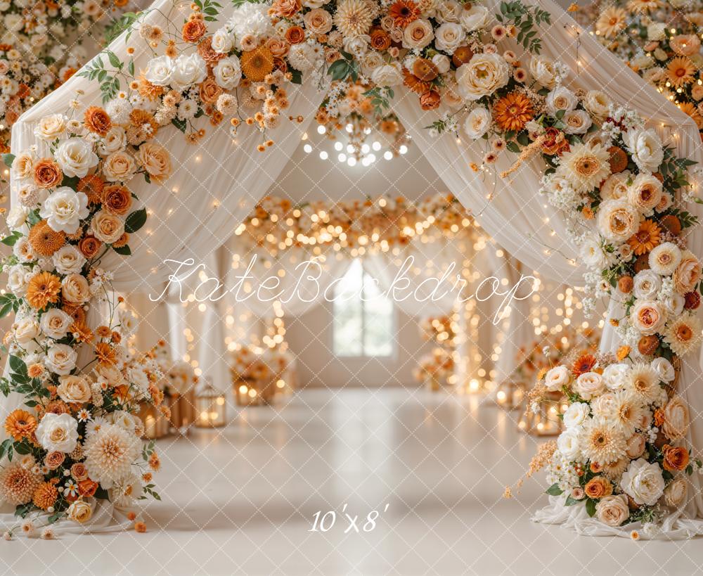Kate Wedding Flower Arch Lanterns Fleece Backdrop Designed by Emetselch -UK