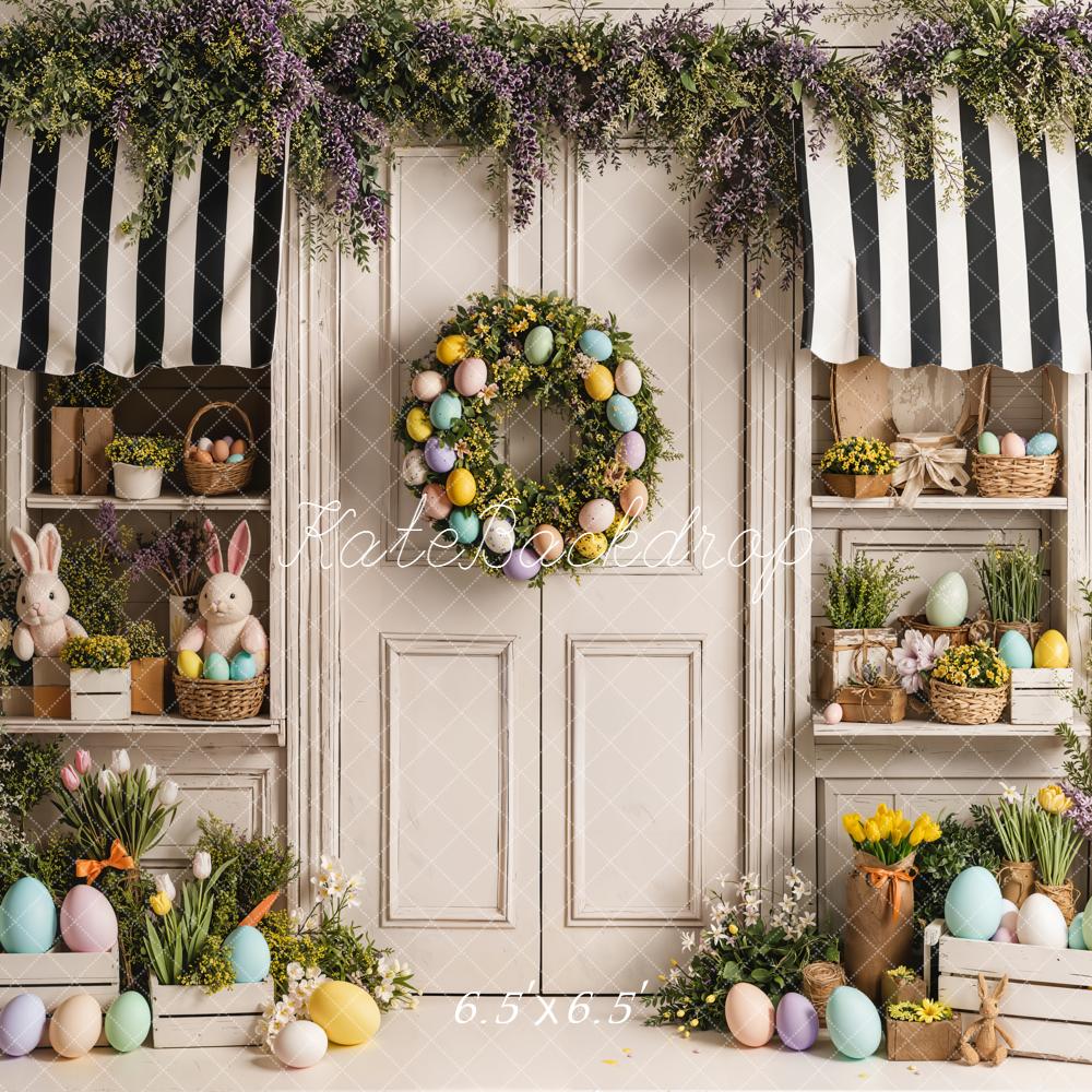 Kate Easter Bunny Eggs Floral Door Backdrop Designed by Emetselch
