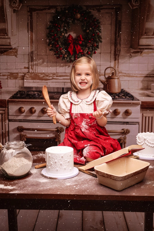 Kate Apricot Christmas Kitchen Dishes Backdrop Designed by Emetselch -UK