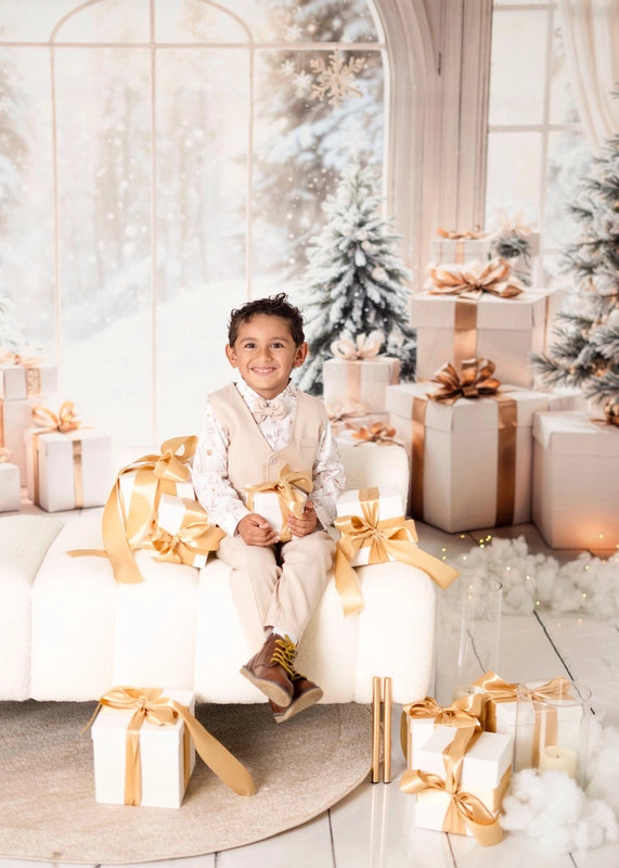 Lightning Deals Kate White Arch Window With Christmas Tree Gifts Backdrop Designed by Emetselch -UK