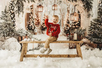 Kate Christmas Arch Garland Snow Trees Backdrop Designed by Emetselch
