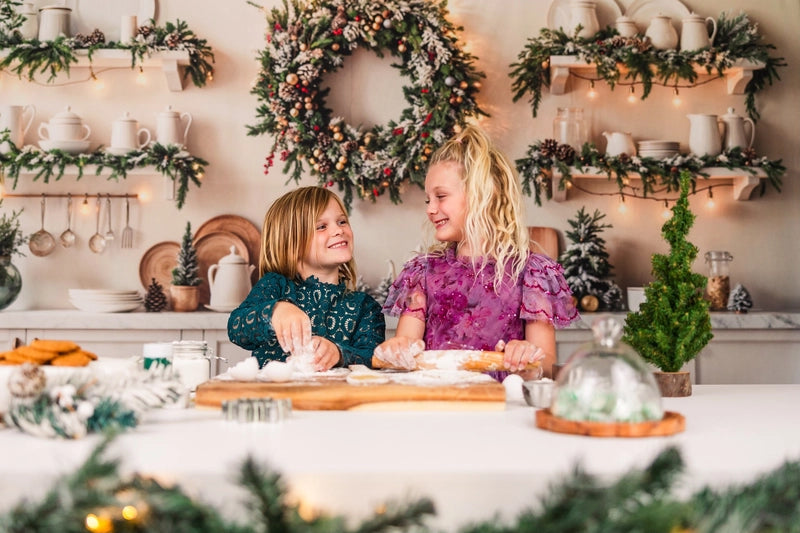 Kate Christmas Kitchen Wreath White Cabinet Backdrop Designed by Emetselch -UK