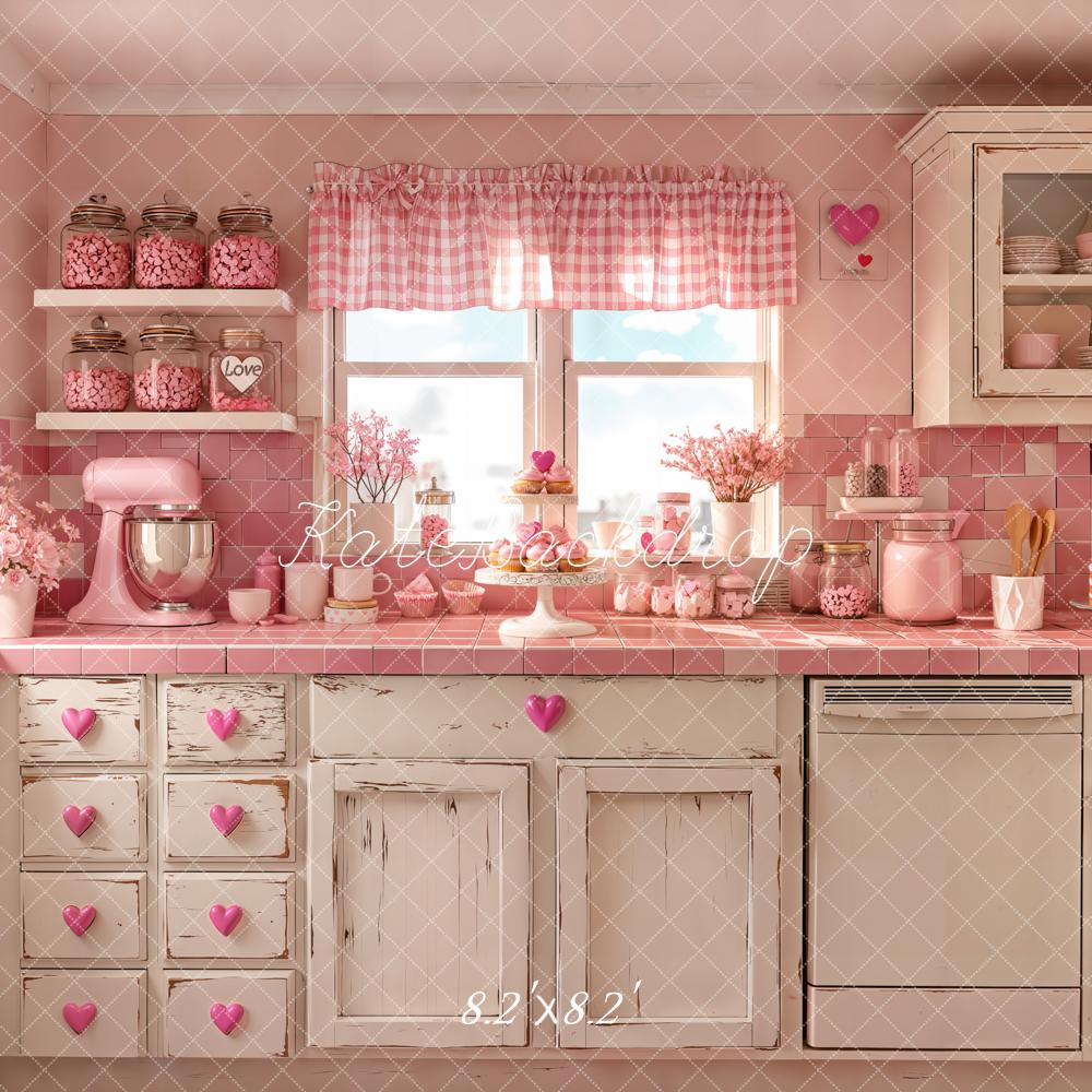 Kate Valentine Pink Vintage Kitchen Backdrop Designed by Emetselch