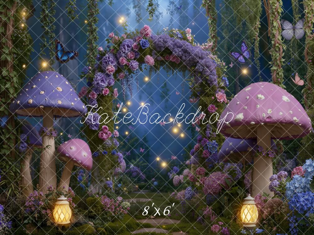 Kate Fairy Fantasy Arch Mushrooms Lanterns Backdrop Designed by Emetselch