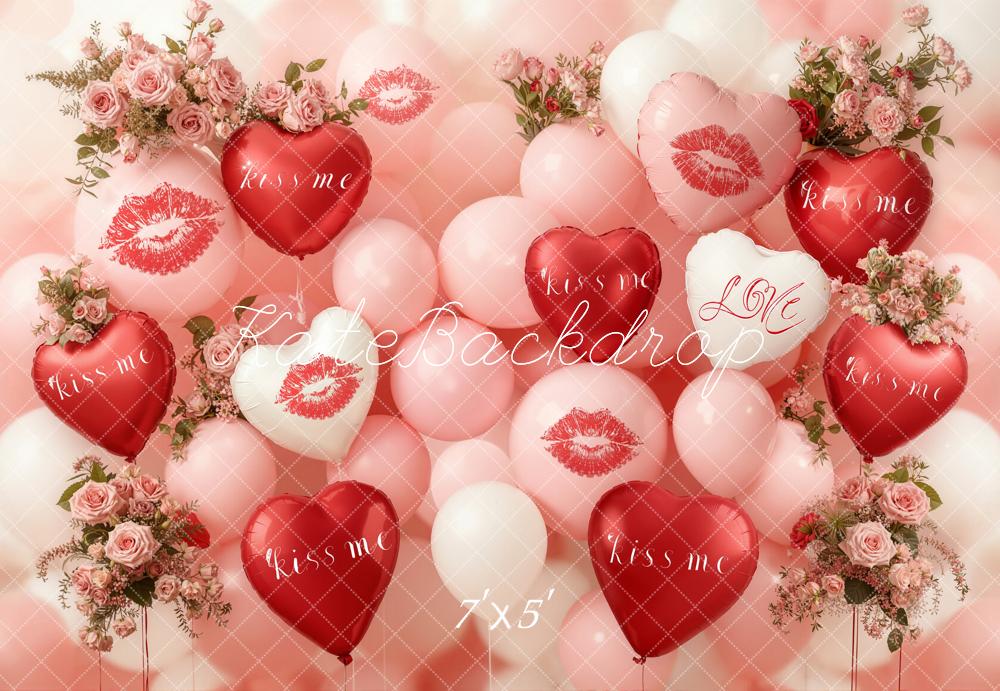 Kate Valentine Heart Balloons Rose Backdrop Designed by Emetselch