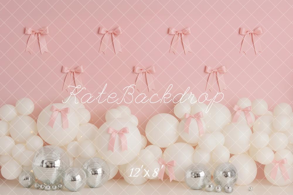 Kate Pink Wall Bows White Balloons Backdrop Designed by Patty Robert -UK