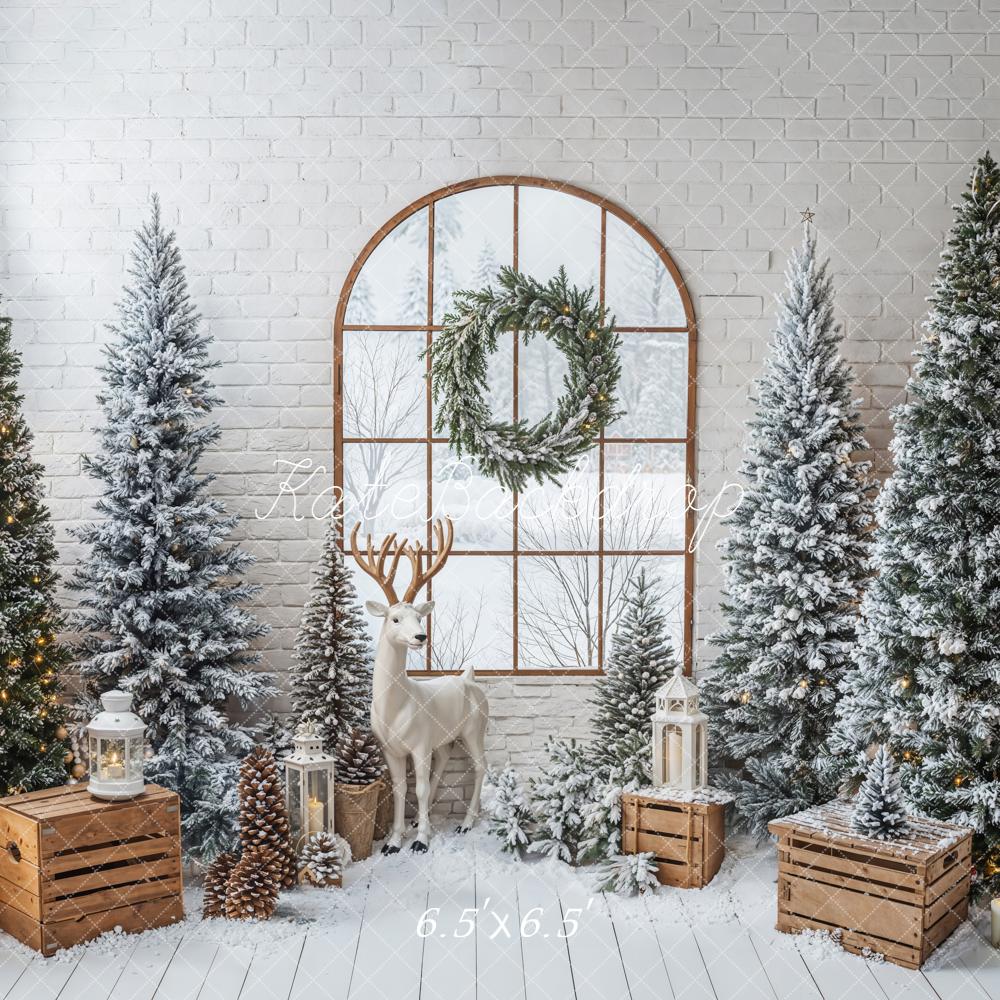Kate Christmas Trees Window Reindeer Backdrop Designed by Emetselch -UK