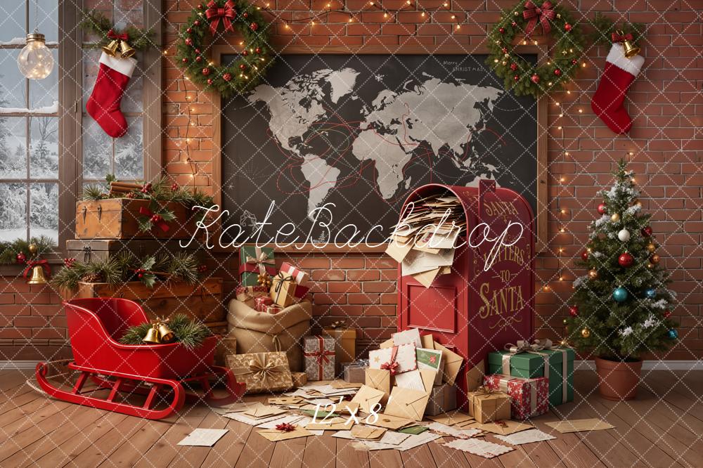 Kate Christmas Letters To Santa Sleigh Map Backdrop Designed by Emetselch