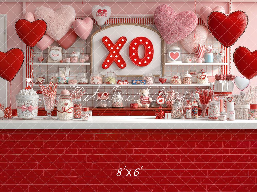Kate Valentines Hearts Candy Shop Fleece Backdrop Designed by Emetselch -UK