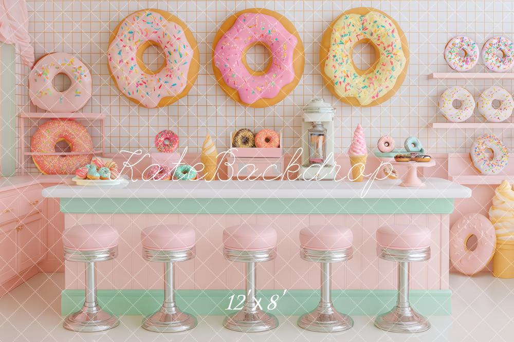 Kate Retro Diner Donuts Pastel Backdrop Designed by Patty Robert -UK