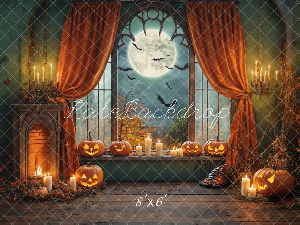 On Sale Kate Halloween Pumpkins Candles Window Backdrop Designed by Chain Photography -UK