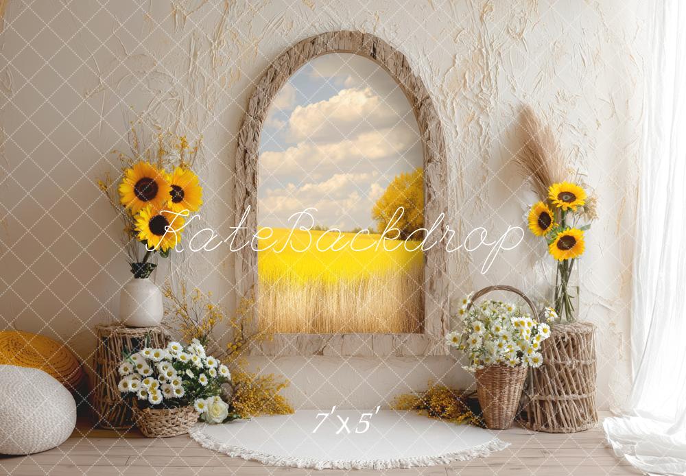 Kate Sunflower Arch Window Rustic Backdrop Designed by Mini MakeBelieve -UK