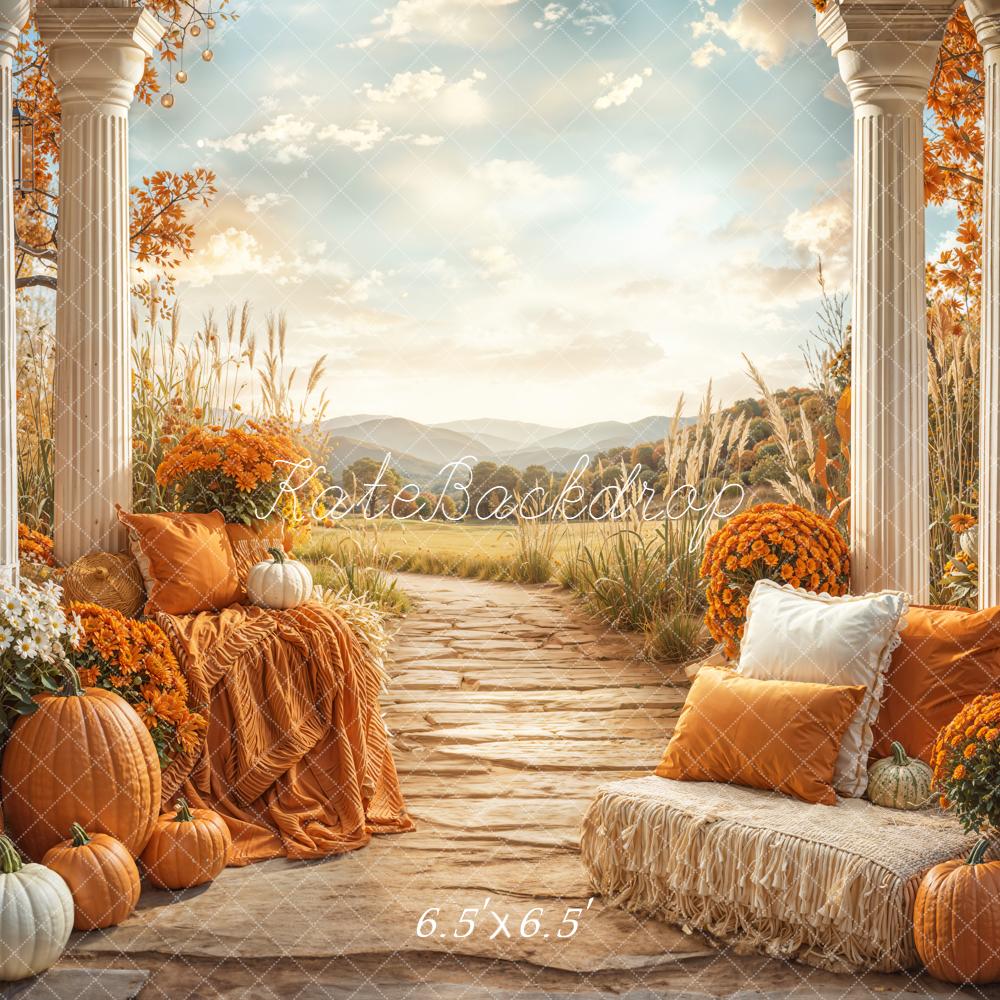 Kate Autumn Pumpkins Pillars Flowers Backdrop Designed by Emetselch -UK