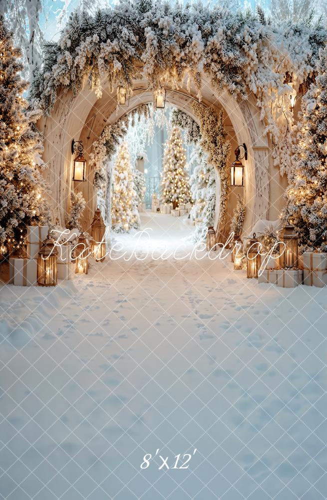 Kate Christmas Snowy Arch Trees Lanterns Backdrop Designed by Emetselch -UK