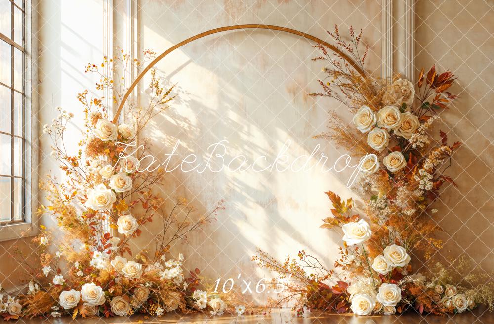 Kate Flower Arch Autumn Sunshine Fleece Backdrop Designed by Emetselch