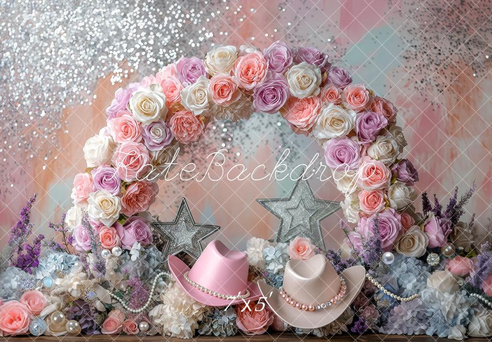 Kate Flower Arch Glitter Pastel Hats Backdrop Designed by Mini MakeBelieve -UK