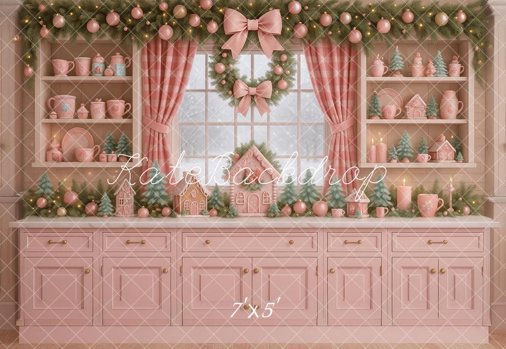 Kate Christmas Pink Kitchen Garland Backdrop Designed by Ashley Paul