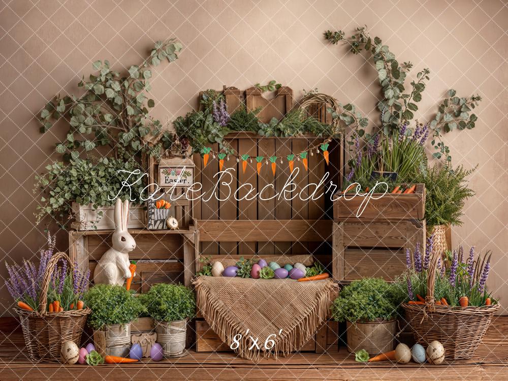 Kate Easter Bunny Carrots Wooden Crates Backdrop Designed by Emetselch