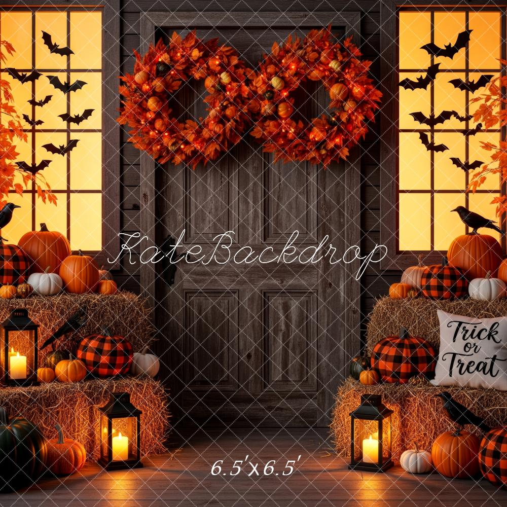Kate Halloween Pumpkins Autumn Wreaths Backdrop Designed by Patty Robert