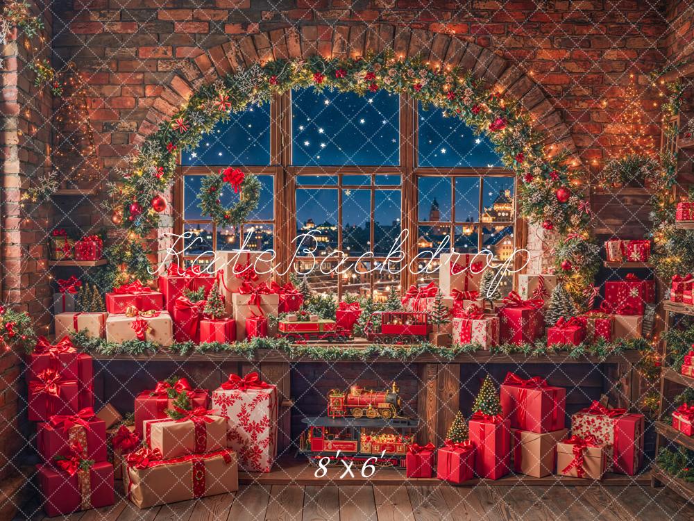 Kate Christmas Gifts Garland Window Fleece Backdrop Designed by Emetselch -UK