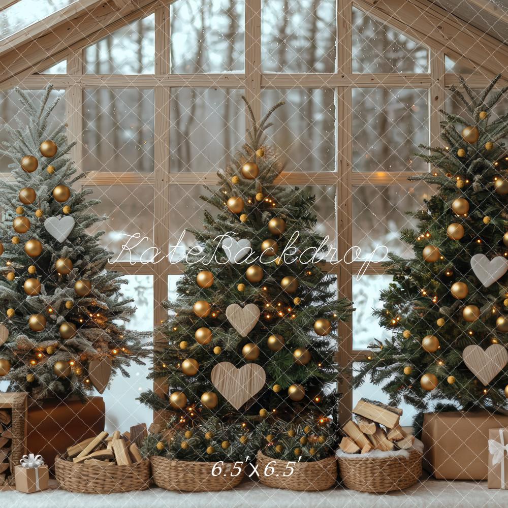Kate Christmas Trees Presents Firewood House Backdrop Designed by Mini MakeBelieve -UK