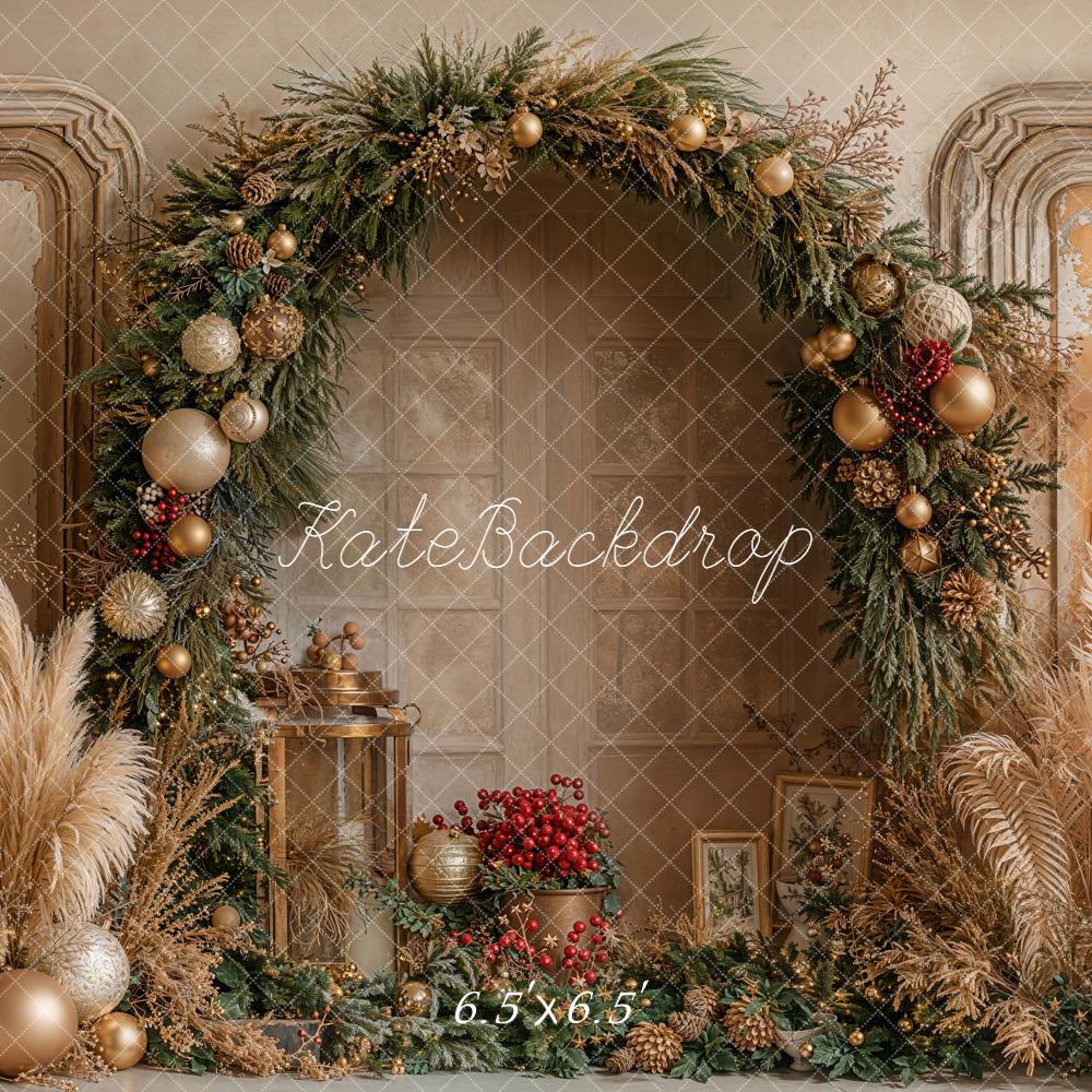 Kate Christmas Floralr Arch Pampas Grass Backdrop Designed by Emetselch -UK