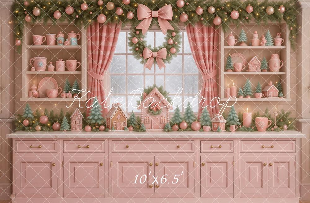 Kate Christmas Pink Kitchen Garland Backdrop Designed by Ashley Paul