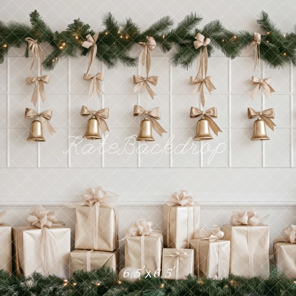 Kate Christmas Gold Bells Garland Gift Backdrop Designed by Patty Robert