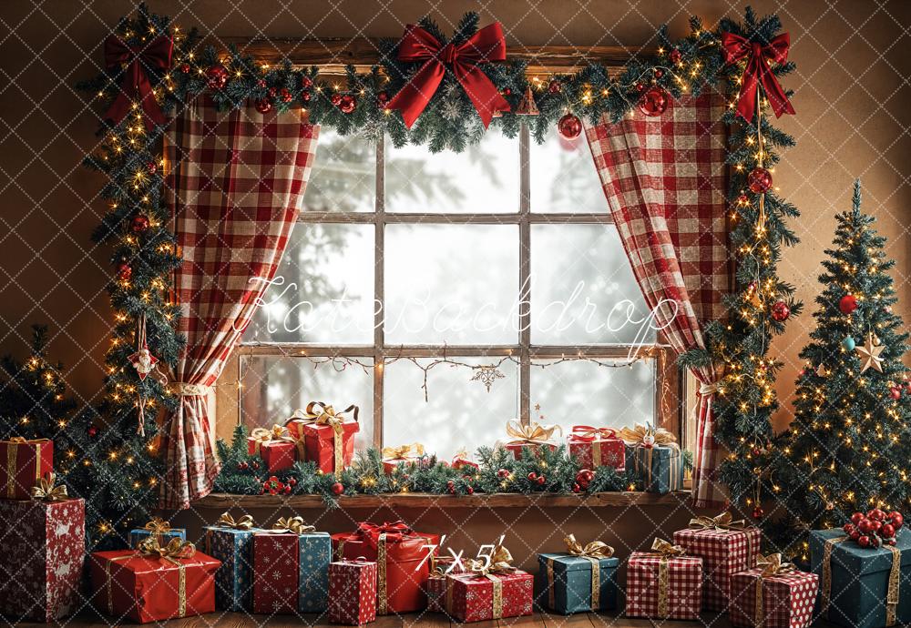Kate Christmas Window Tree Gifts Garland Backdrop Designed by Emetselch