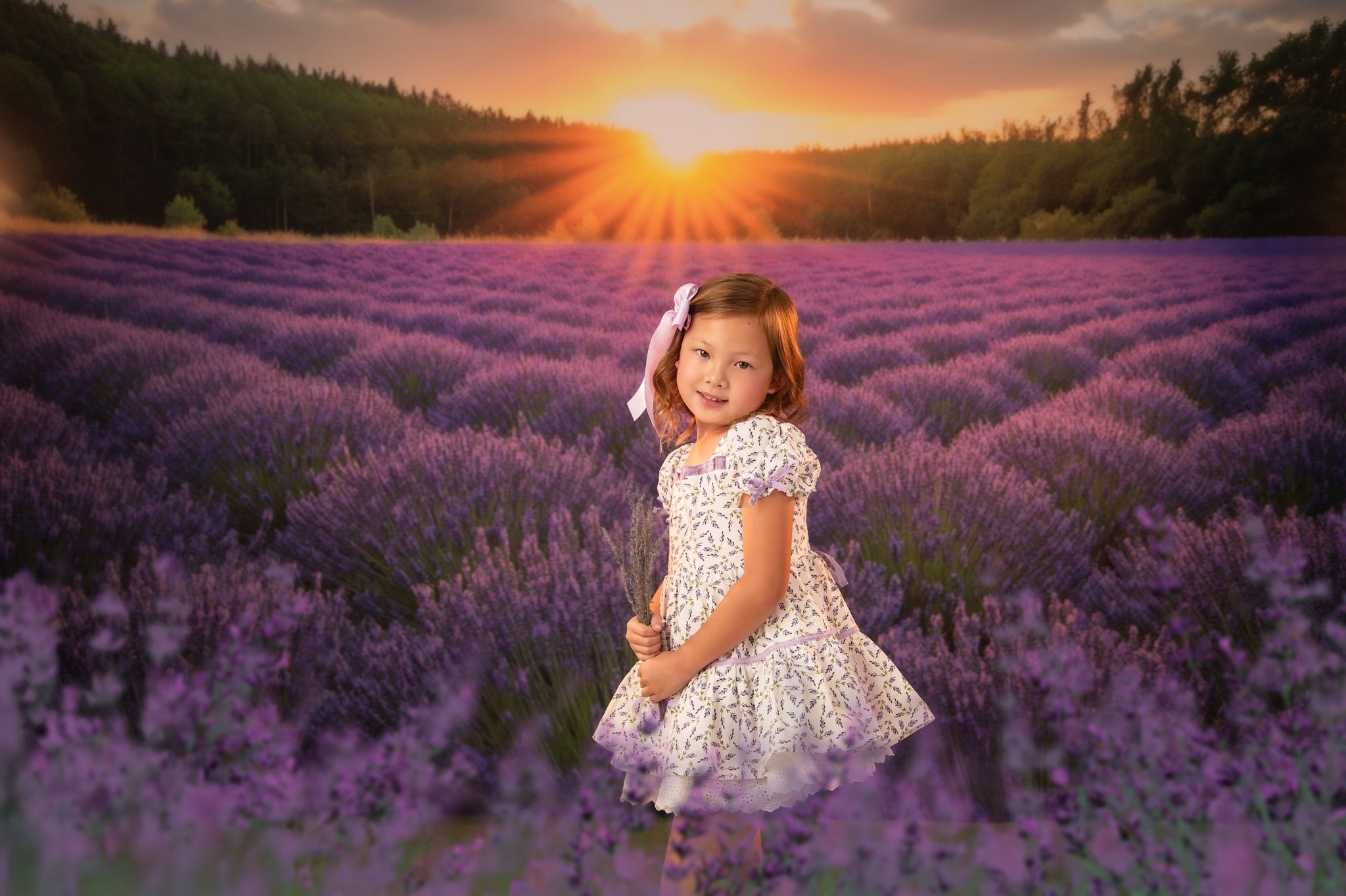 Kate Lavender Field Sunshine Backdrop Designed by Mini MakeBelieve -UK