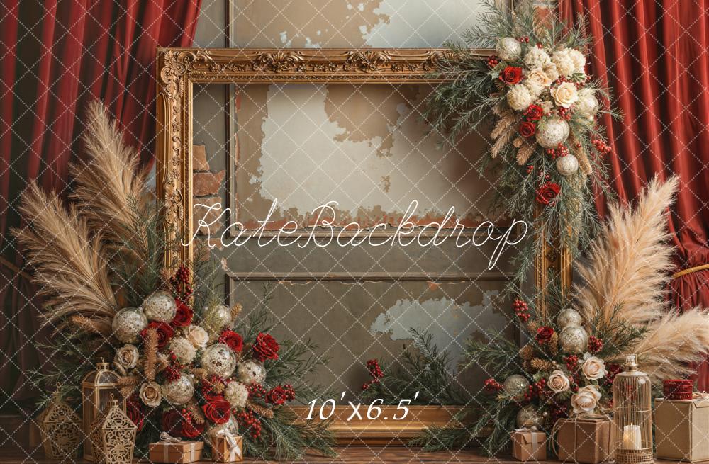 Kate Vintage Wall Gold Frame Fleece Backdrop Designed by Emetselch