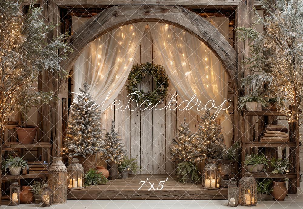 Kate Christmas Wooden Arch Fairy Lights Backdrop Designed by Ashley Paul