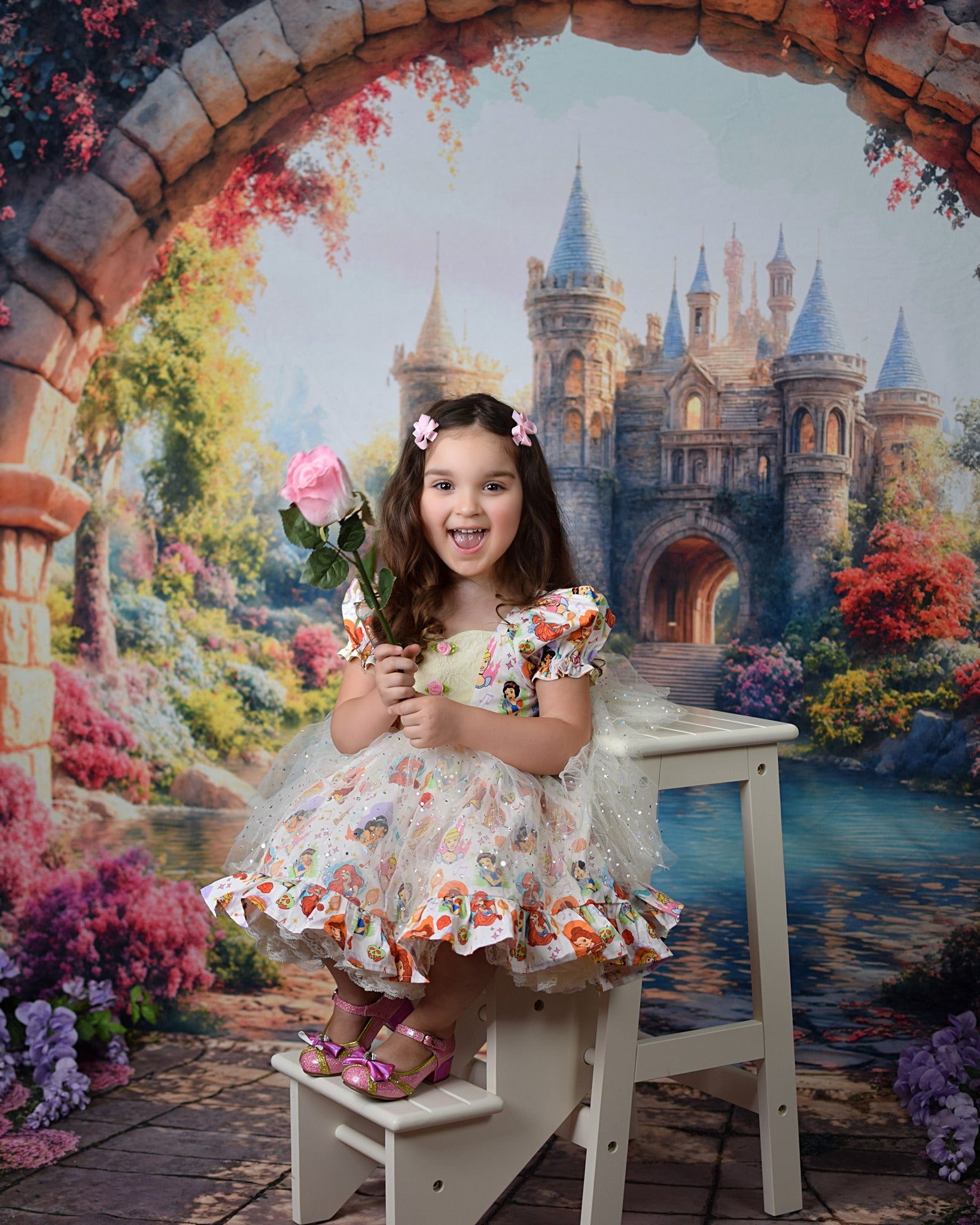 Kate Fairy Tale Castle Arch Garden Backdrop Designed by Emetselch -UK