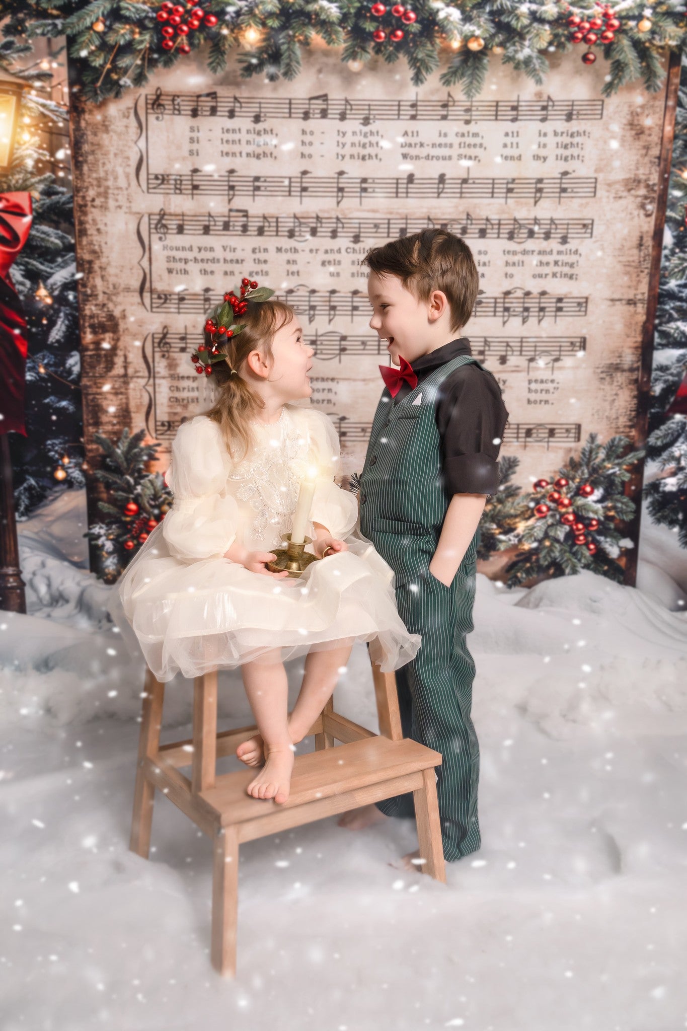Kate Christmas Tree Music Sheet Backdrop Designed by Chain Photography