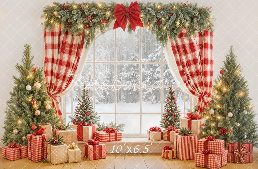 Kate Christmas Window Gift Boxes Trees Backdrop Designed by Emetselch -UK